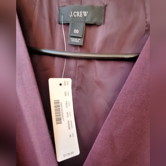 J. Crew Burgundy Wine V-Neck Midi Women's Dress Wool Size 00 NWT - Picture 9 of 10